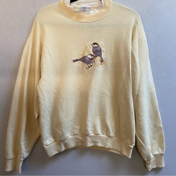 Vintage Jerzees Nublend embroider love birds sweatshirt Sz M - Picture 1 of 6
